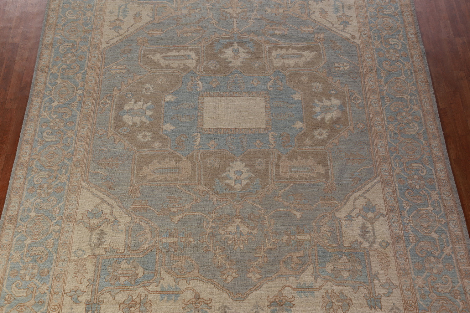Vegetable Dye Blue Oushak Turkish Large Rug 10x14