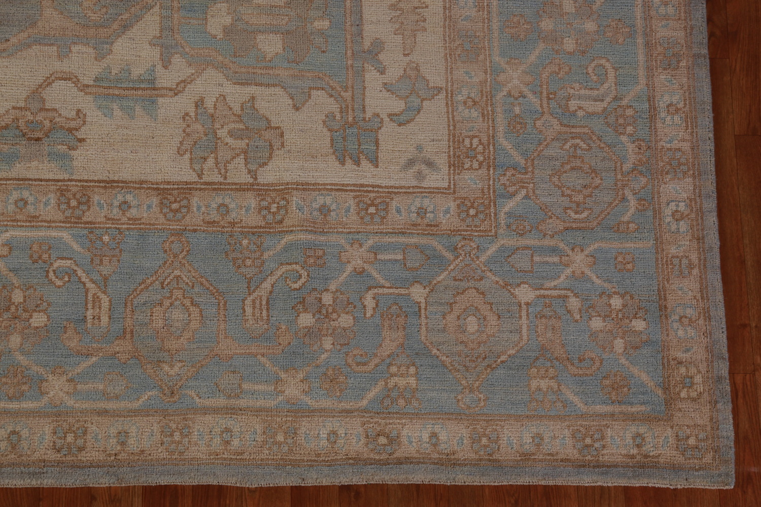 Vegetable Dye Blue Oushak Turkish Large Rug 10x14