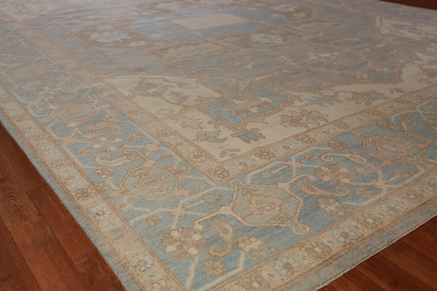 Vegetable Dye Blue Oushak Turkish Large Rug 10x14