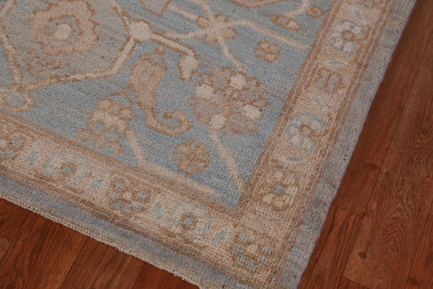 Vegetable Dye Blue Oushak Turkish Large Rug 10x14