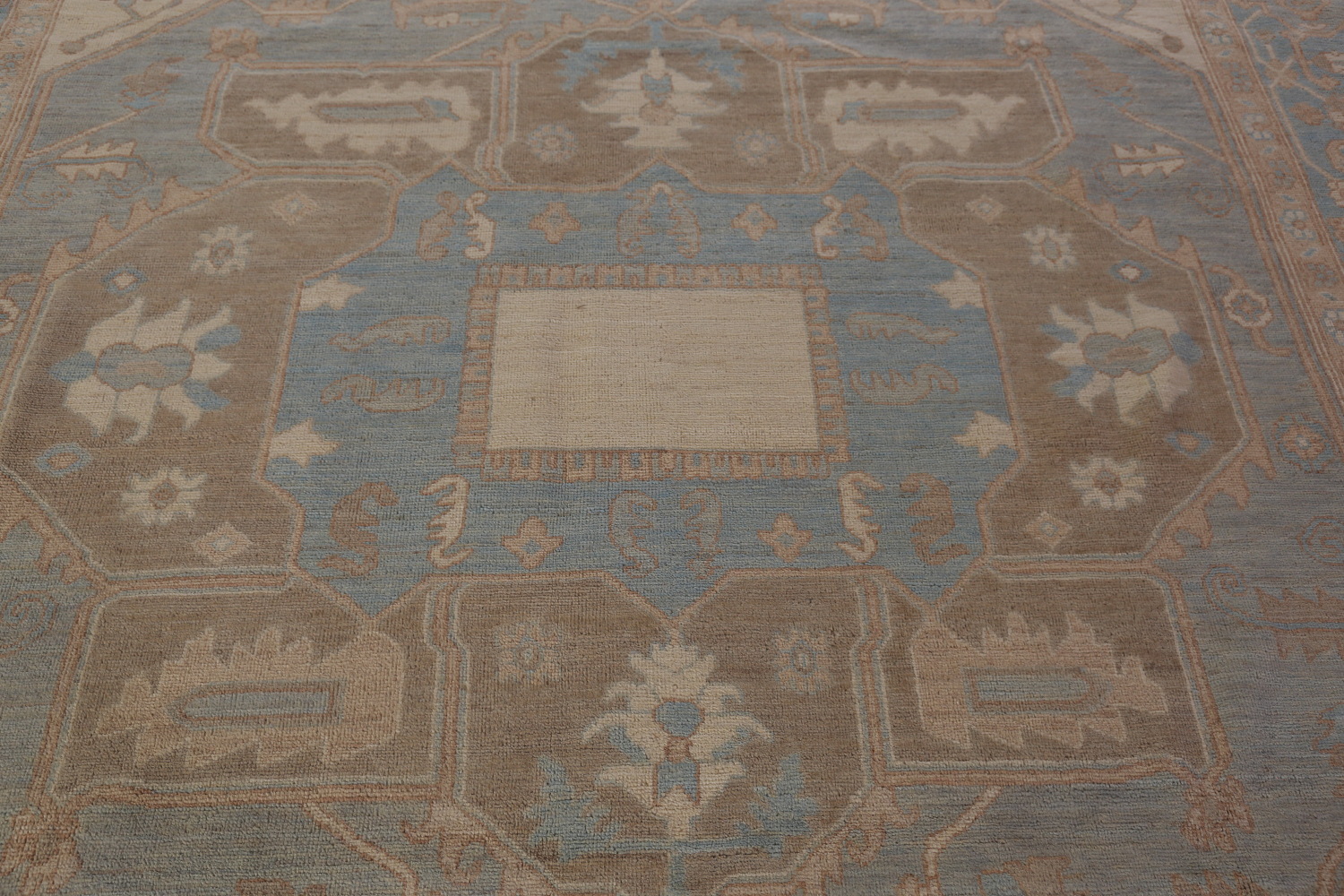 Vegetable Dye Blue Oushak Turkish Large Rug 10x14