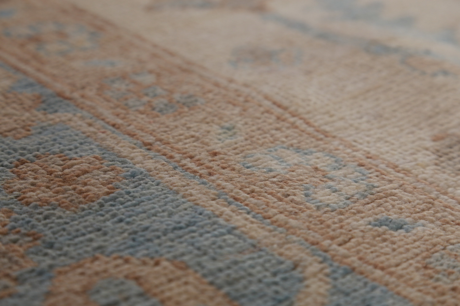 Vegetable Dye Blue Oushak Turkish Large Rug 10x14