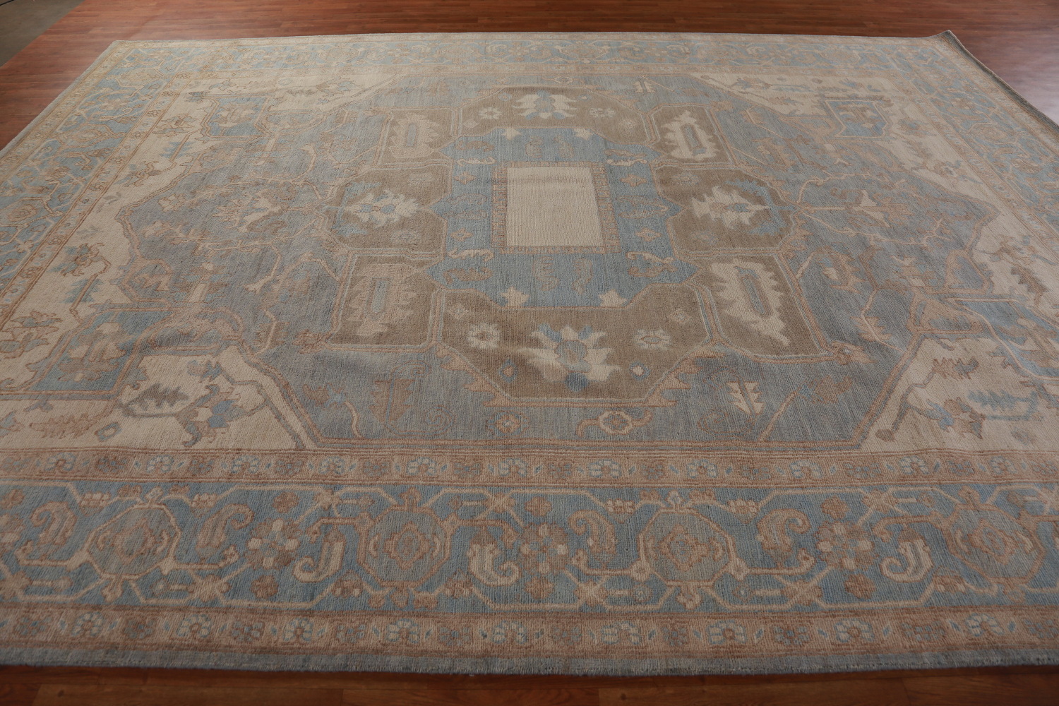 Vegetable Dye Blue Oushak Turkish Large Rug 10x14