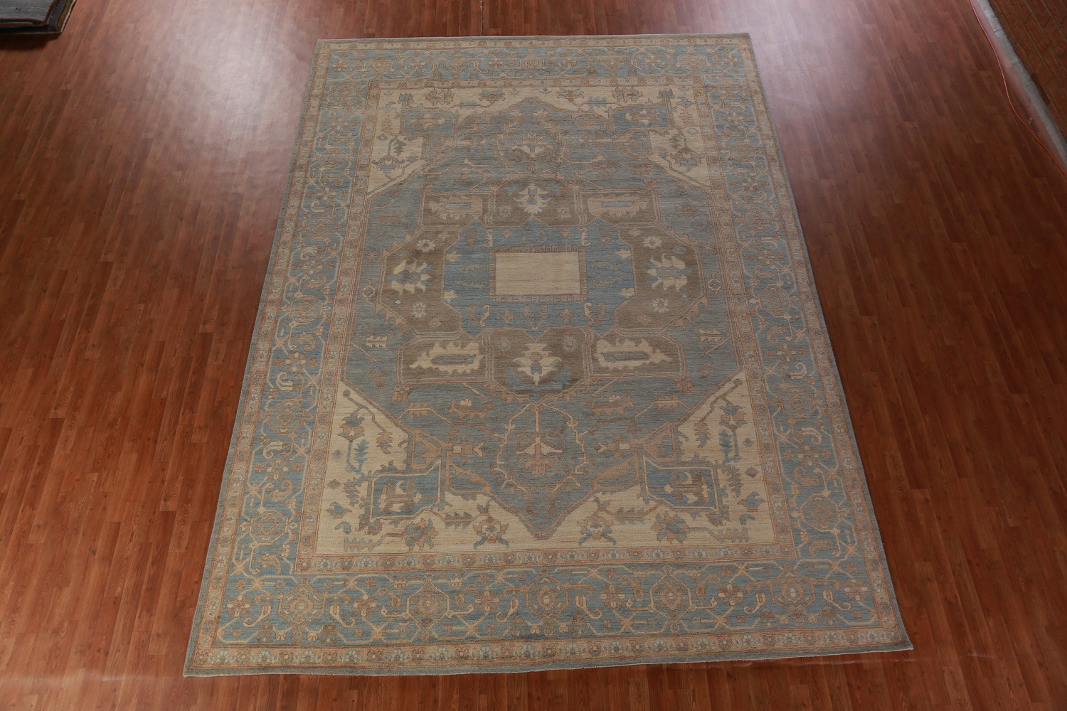 Vegetable Dye Blue Oushak Turkish Large Rug 10x14