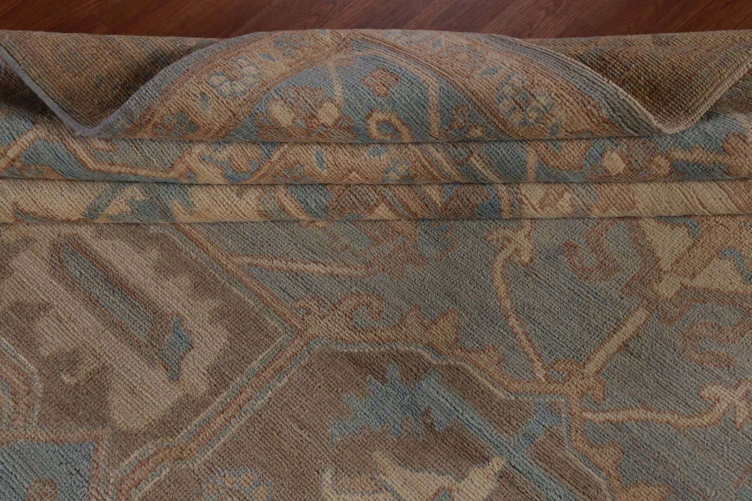 Vegetable Dye Blue Oushak Turkish Large Rug 10x14