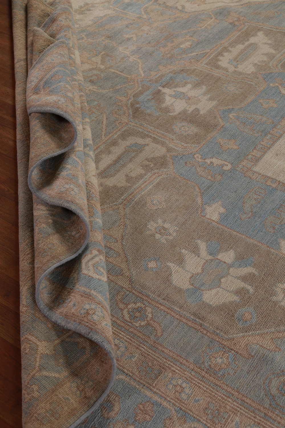 Vegetable Dye Blue Oushak Turkish Large Rug 10x14