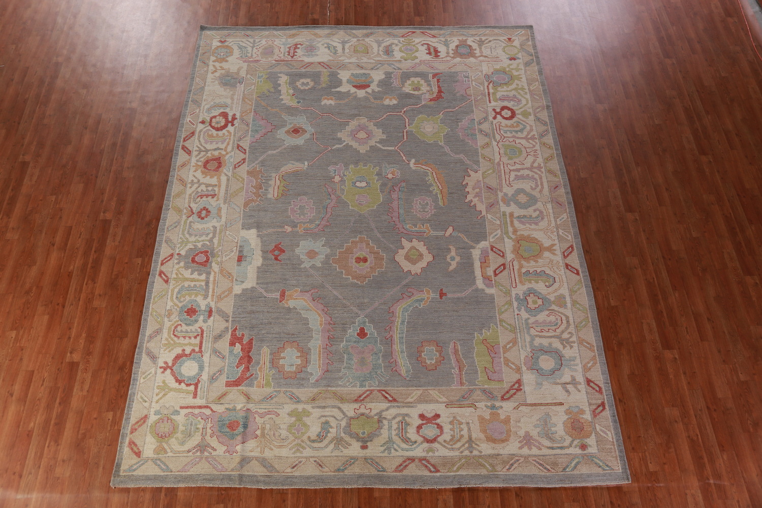 Vegetable Dye Gray Oushak Turkish Area Rug 9x12