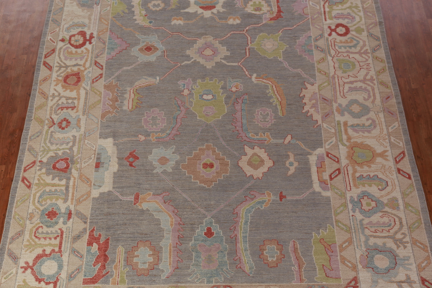 Vegetable Dye Gray Oushak Turkish Area Rug 9x12