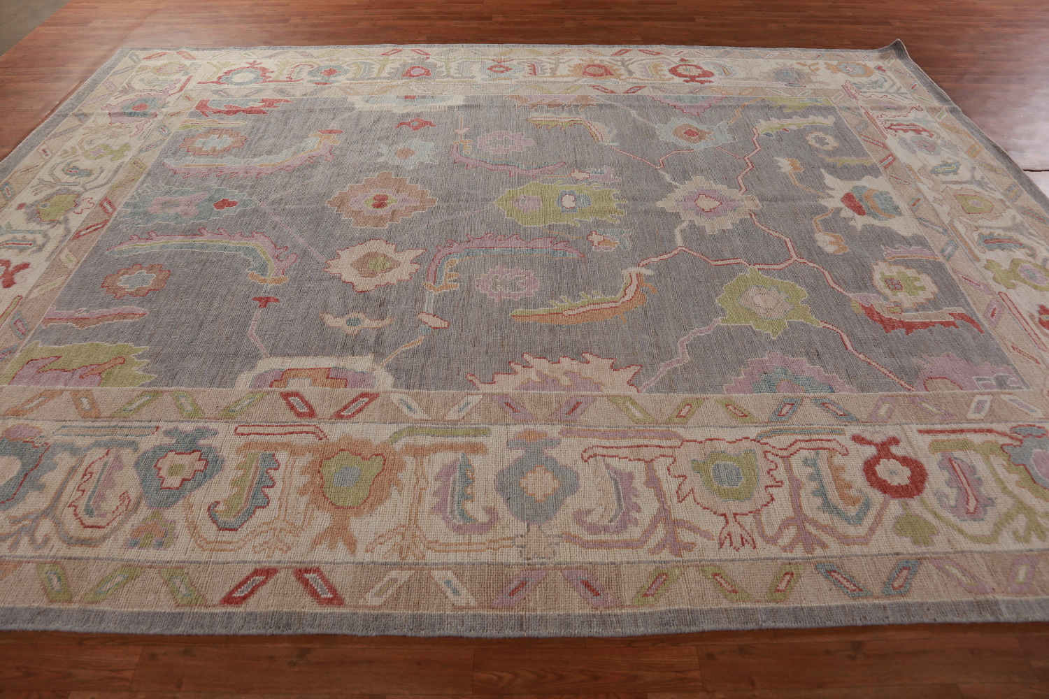Vegetable Dye Gray Oushak Turkish Area Rug 9x12
