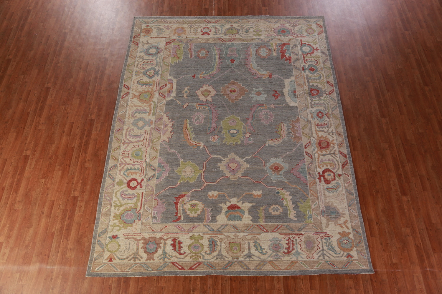 Vegetable Dye Gray Oushak Turkish Area Rug 9x12