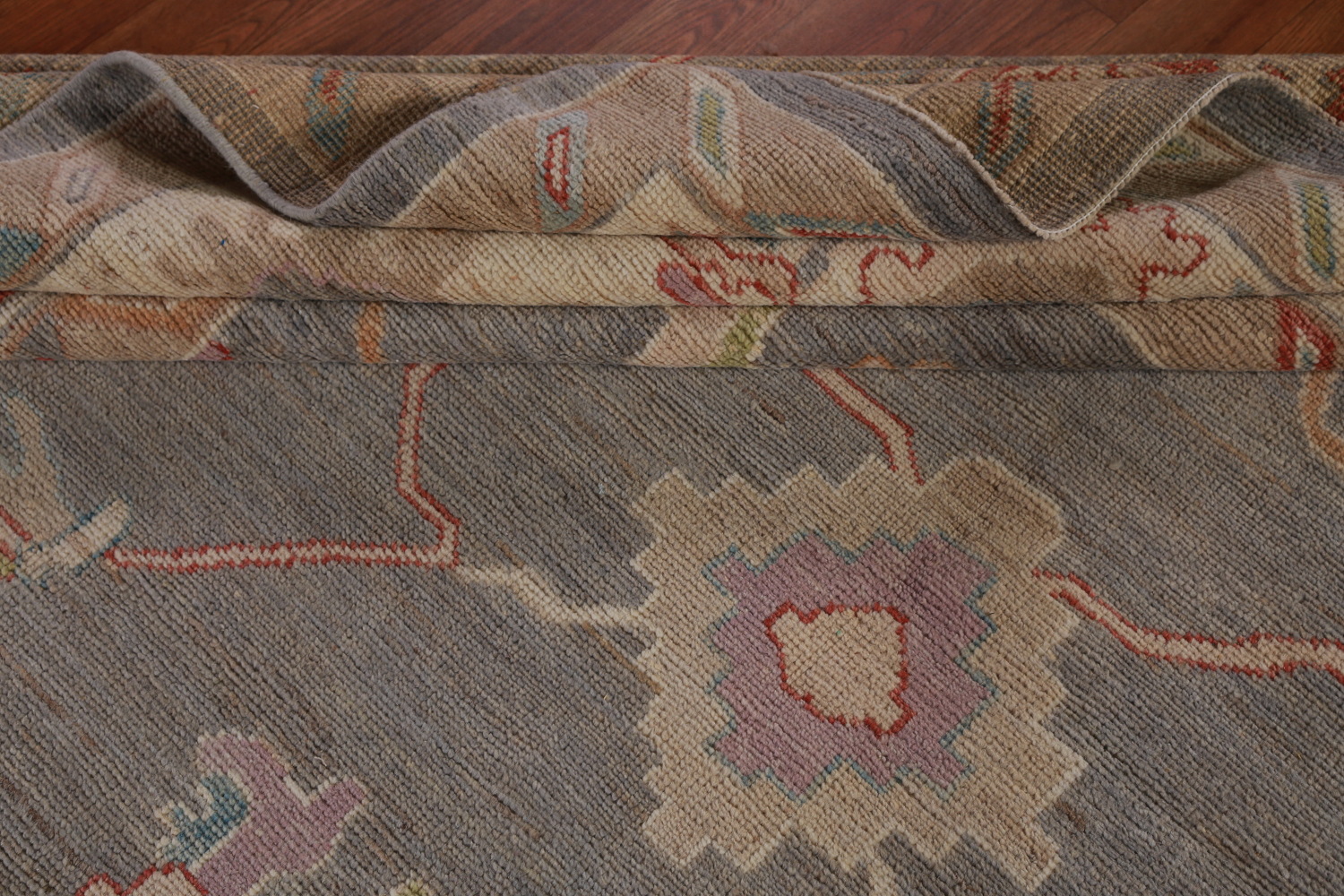 Vegetable Dye Gray Oushak Turkish Area Rug 9x12