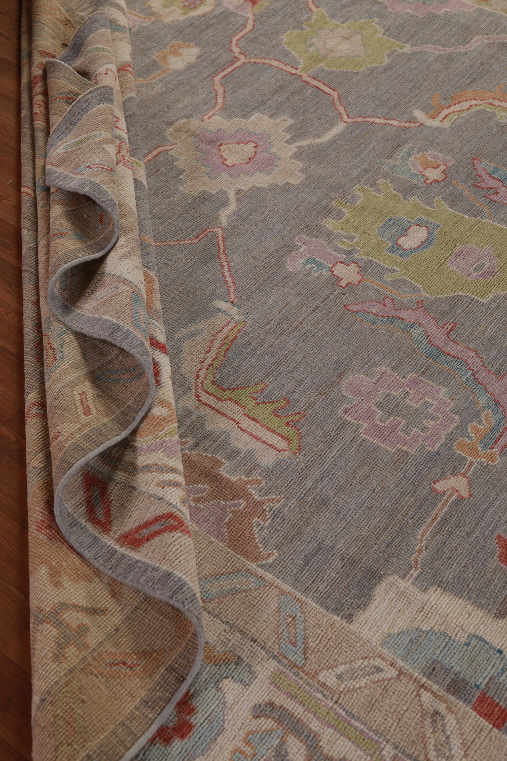 Vegetable Dye Gray Oushak Turkish Area Rug 9x12
