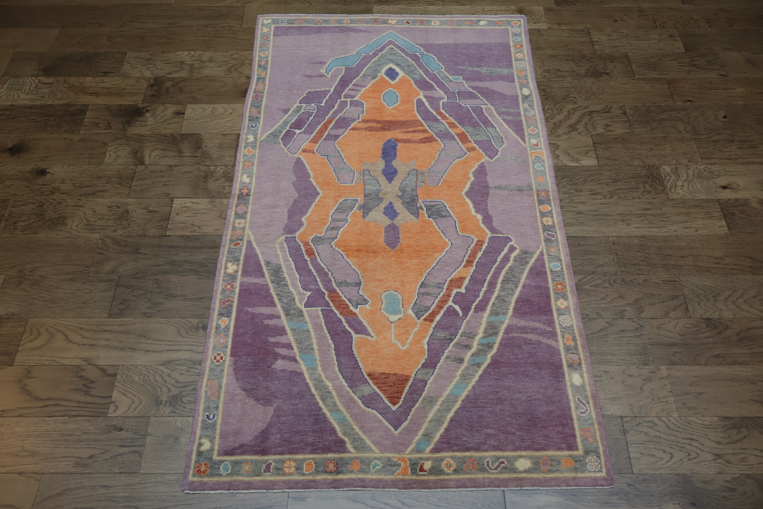 Vegetable Dye Purple Oushak Turkish Rug 4x7