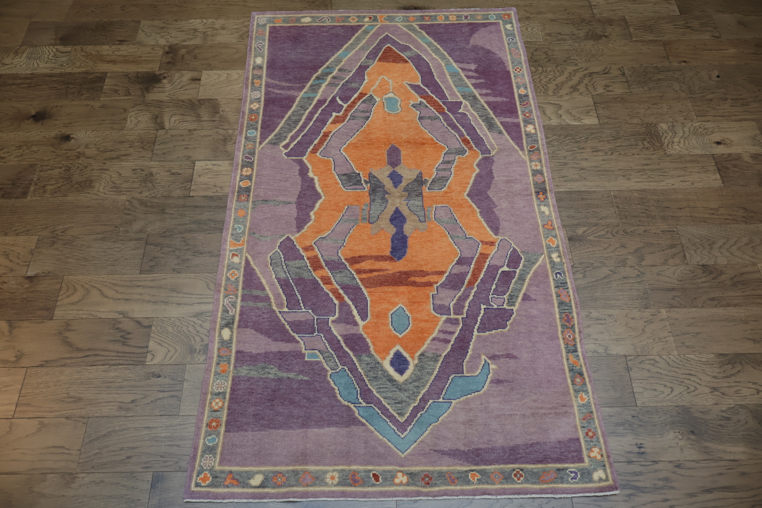 Vegetable Dye Purple Oushak Turkish Rug 4x7