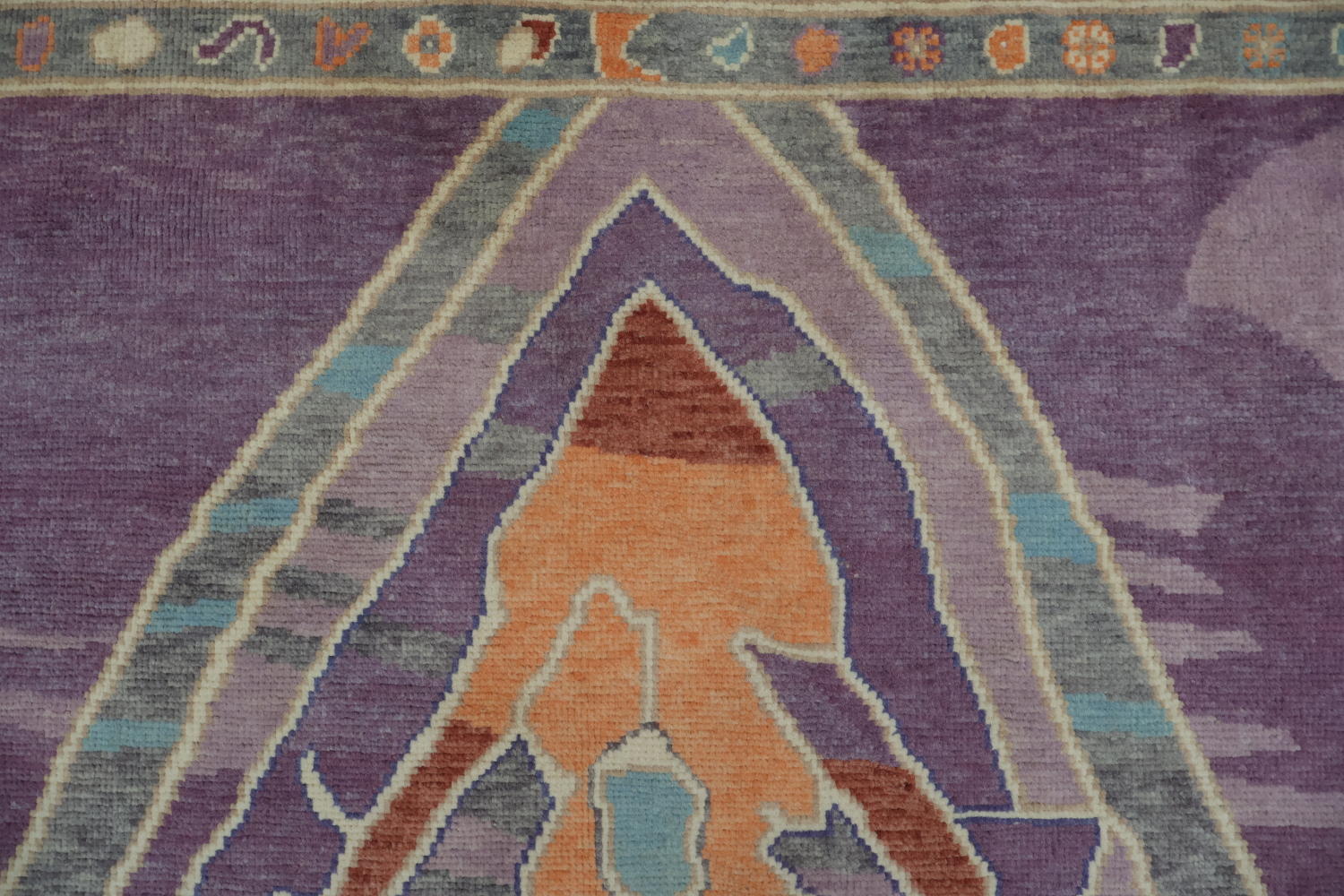 Vegetable Dye Purple Oushak Turkish Rug 4x7