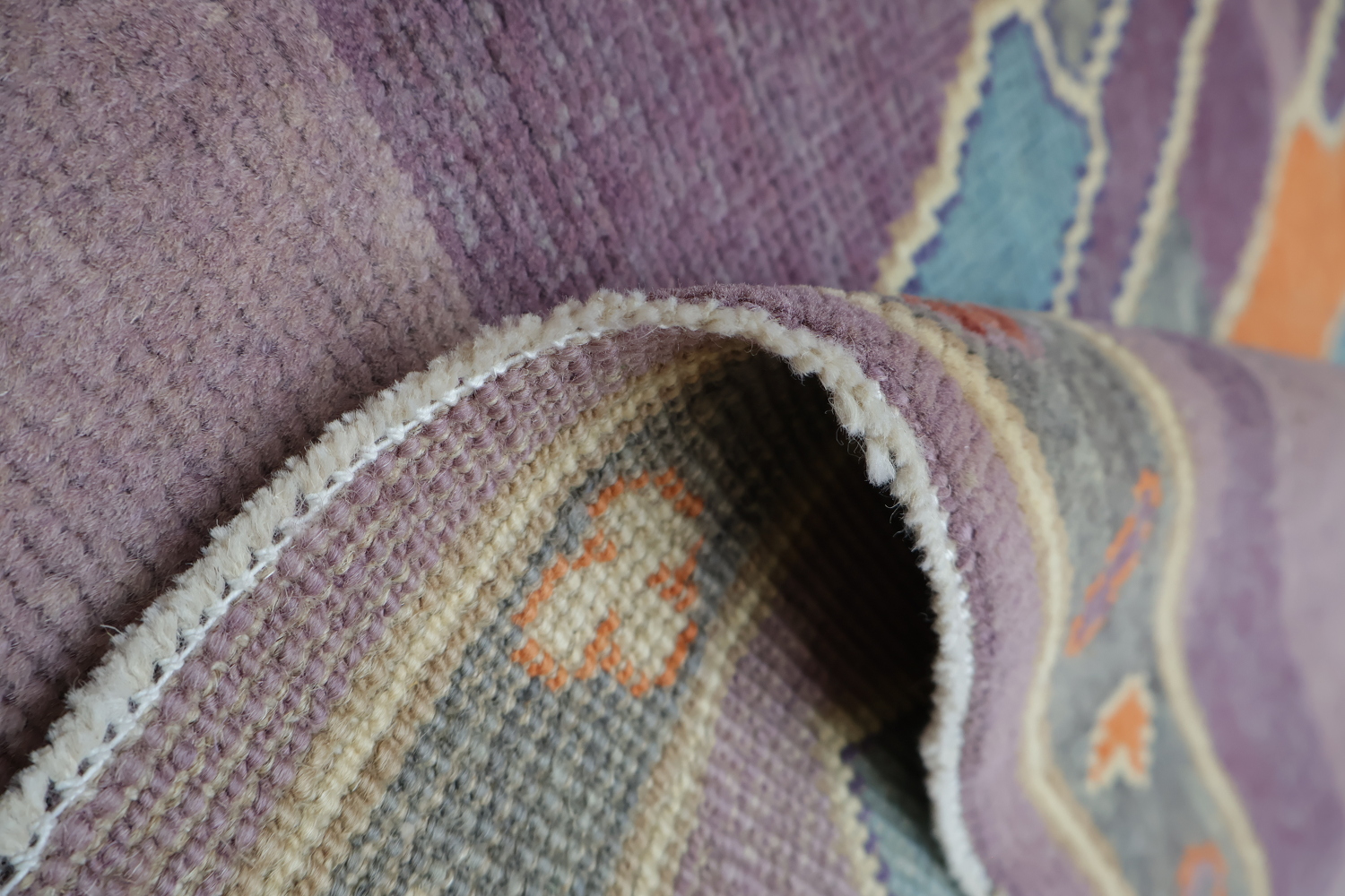 Vegetable Dye Purple Oushak Turkish Rug 4x7