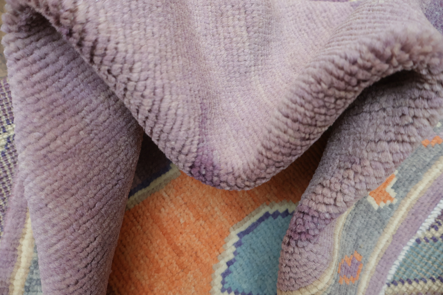 Vegetable Dye Purple Oushak Turkish Rug 4x7