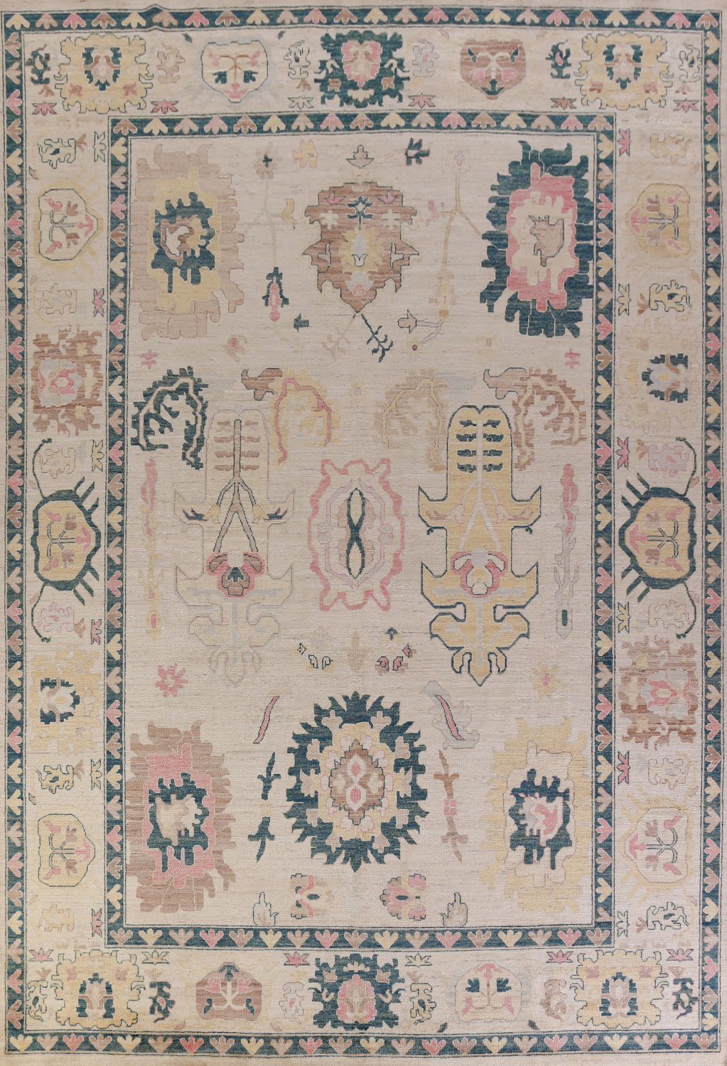 Vegetable Dye Oushak Turkish Large Rug 10x14