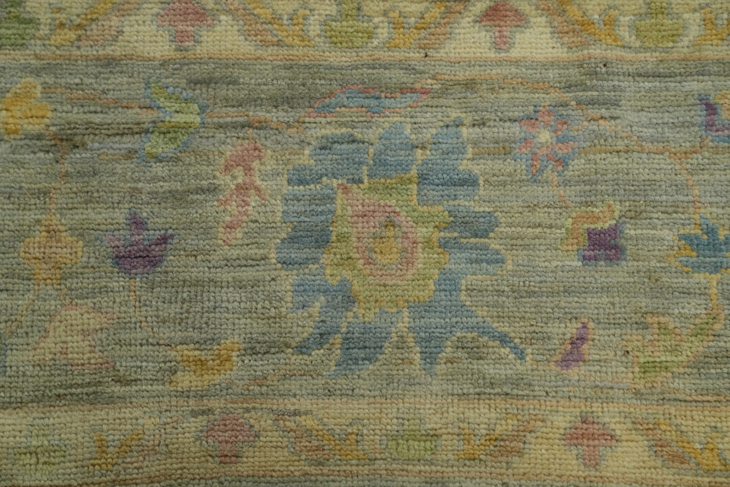 Vegetable Dye Floral Oushak Turkish Large Rug 10x14