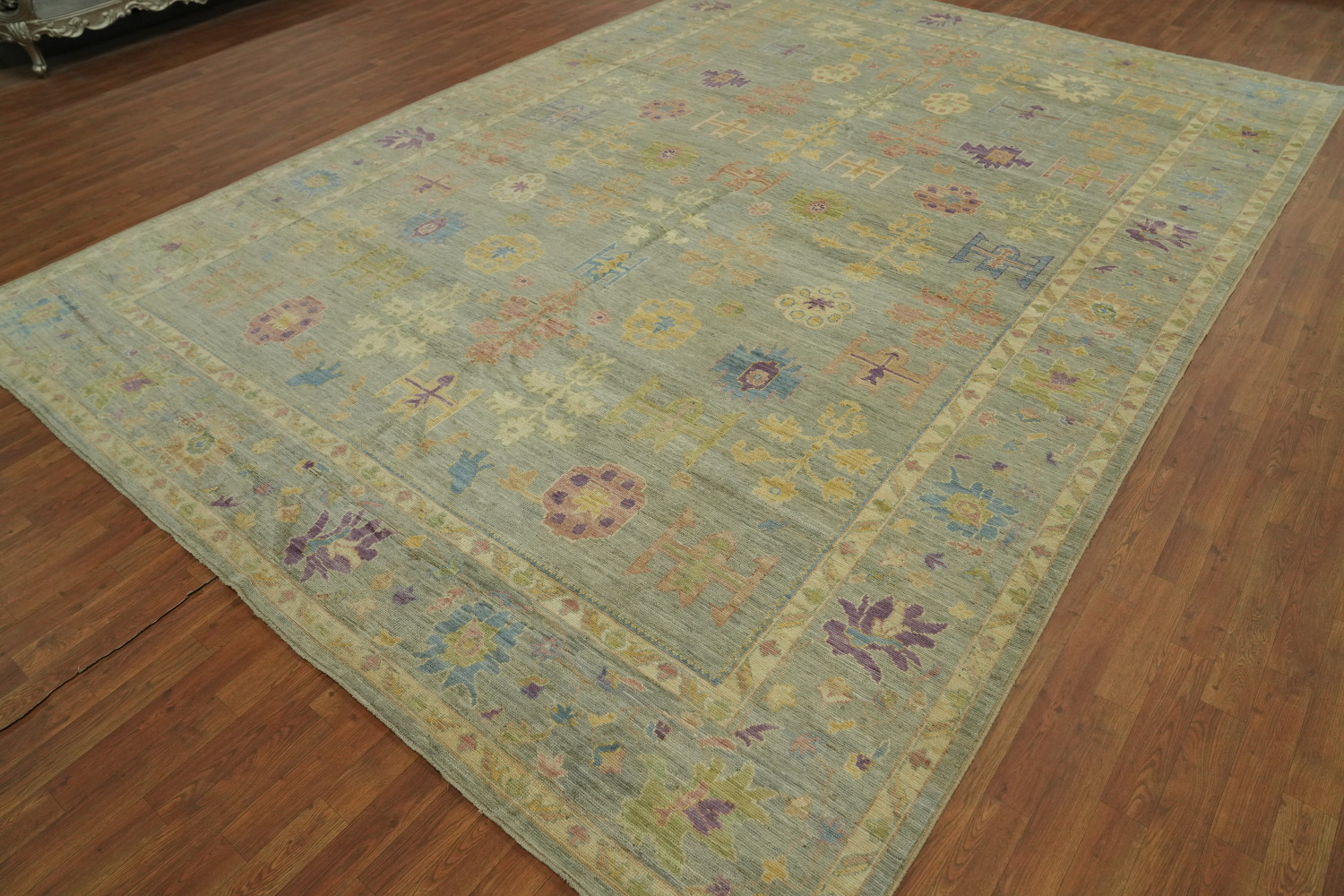 Vegetable Dye Floral Oushak Turkish Large Rug 10x14