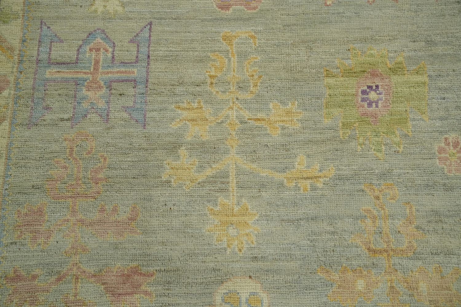 Vegetable Dye Floral Oushak Turkish Large Rug 10x14