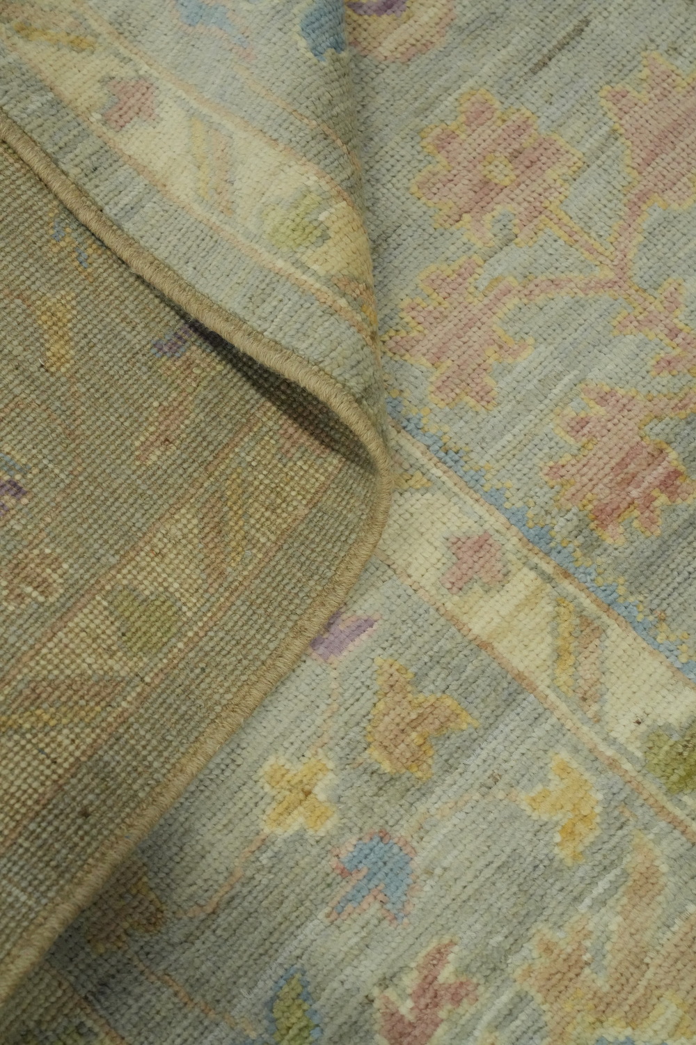 Vegetable Dye Floral Oushak Turkish Large Rug 10x14