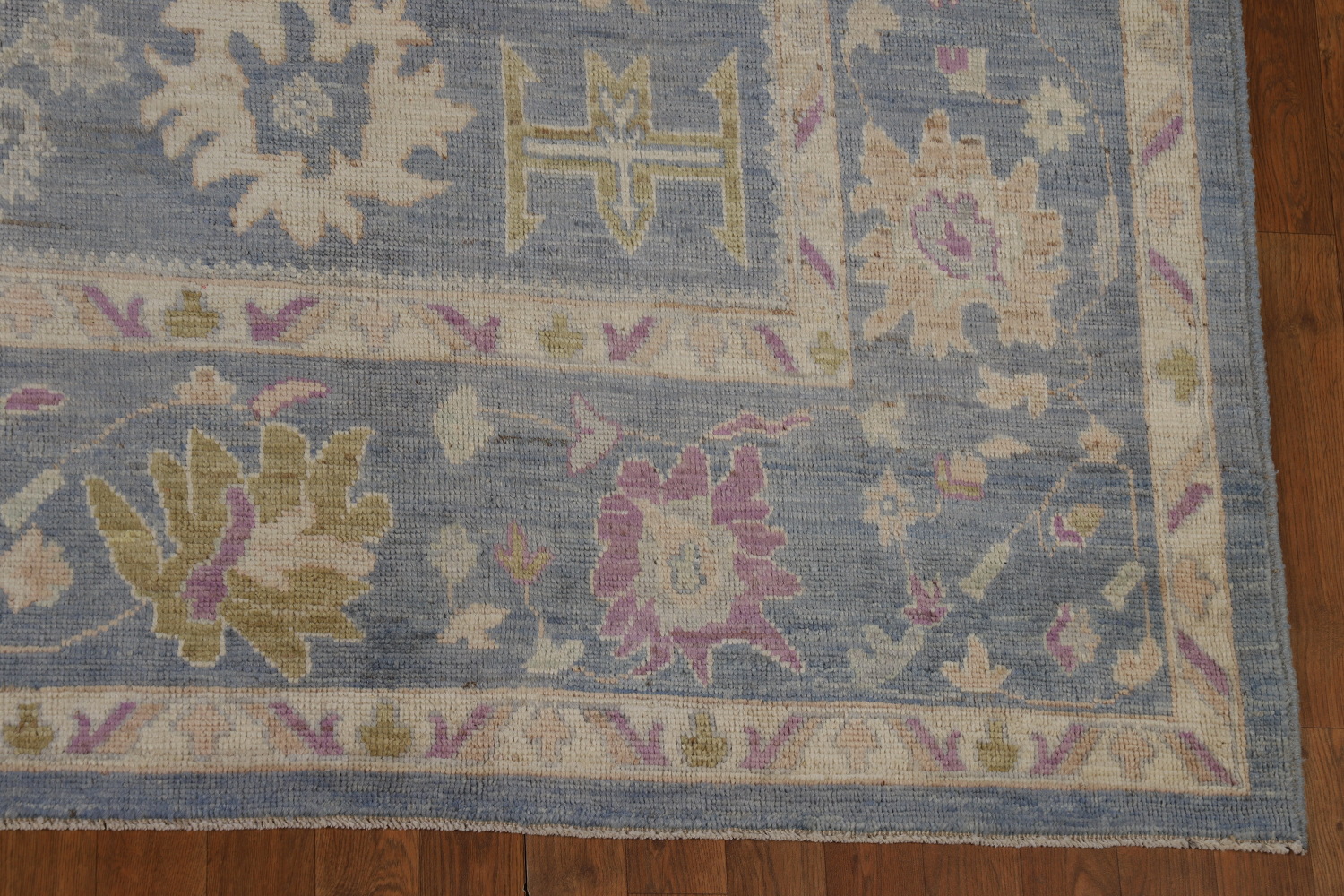 Vegetable Dye Blue Oushak Turkish Area Rug 9x12