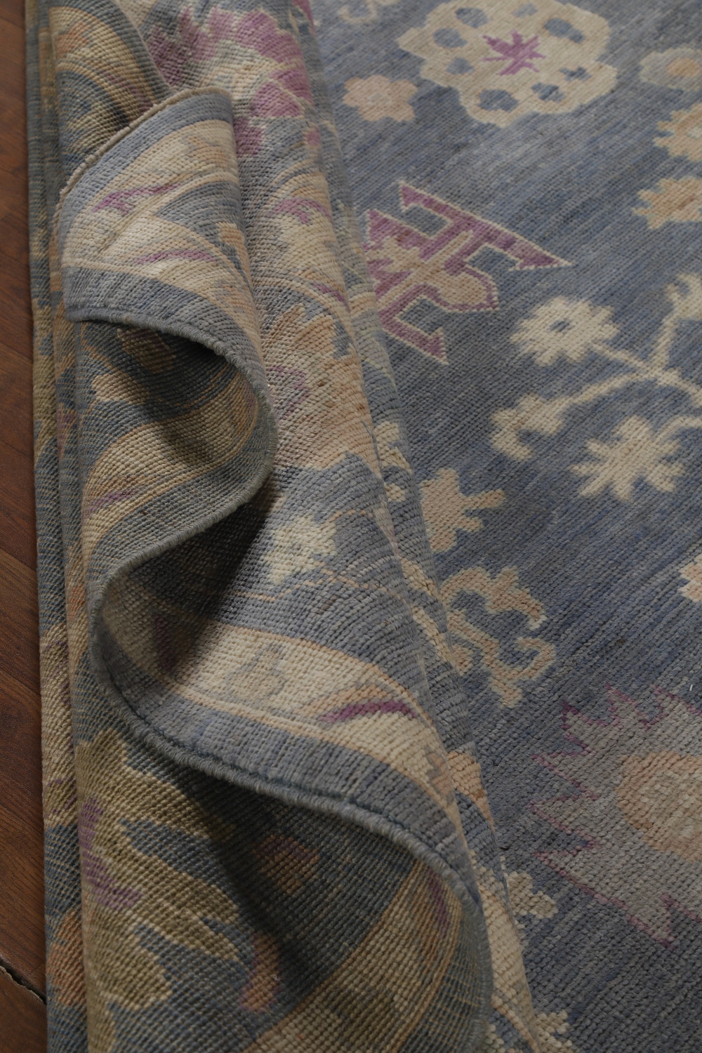 Vegetable Dye Blue Oushak Turkish Area Rug 9x12