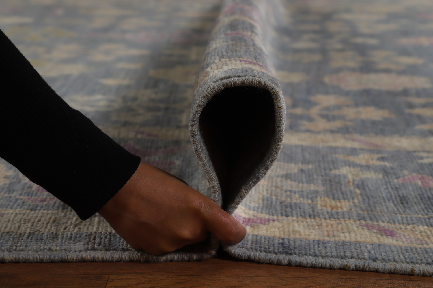 Vegetable Dye Blue Oushak Turkish Area Rug 9x12