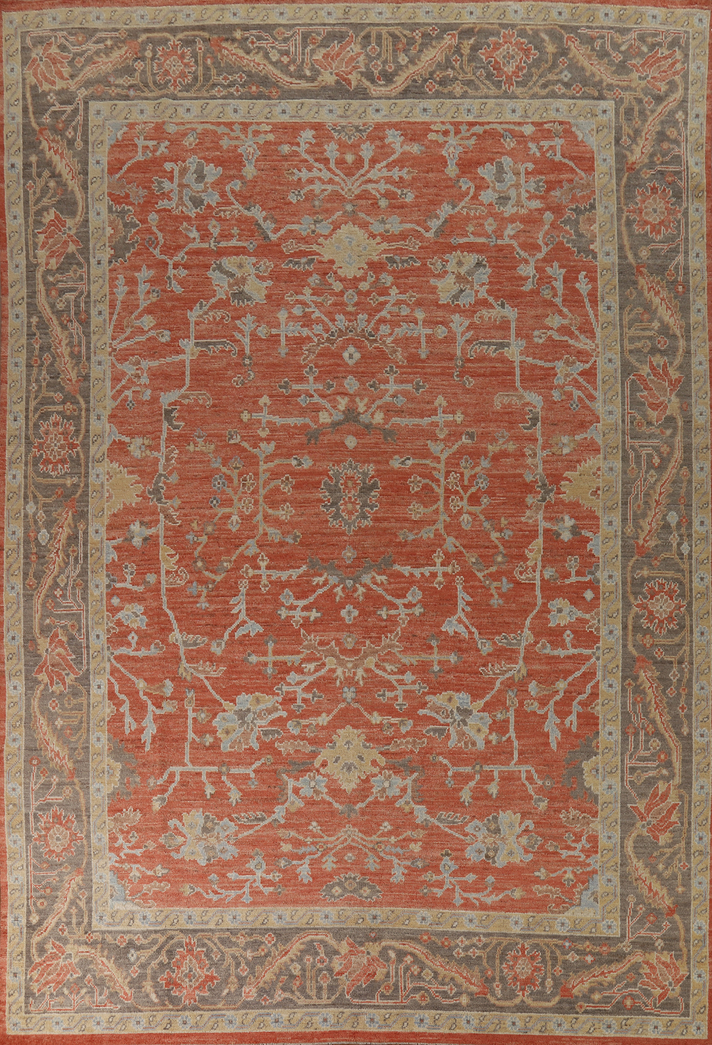 Vegetable Dye Orange Oushak Turkish Area Rug 9x13