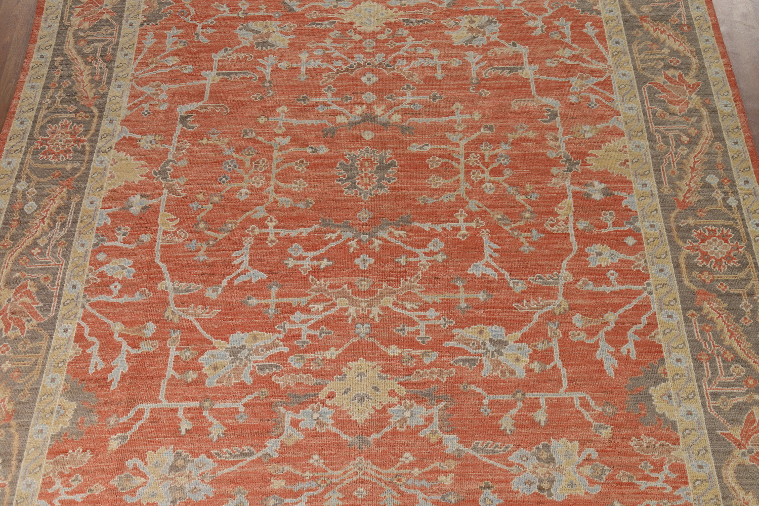 Vegetable Dye Orange Oushak Turkish Area Rug 9x13