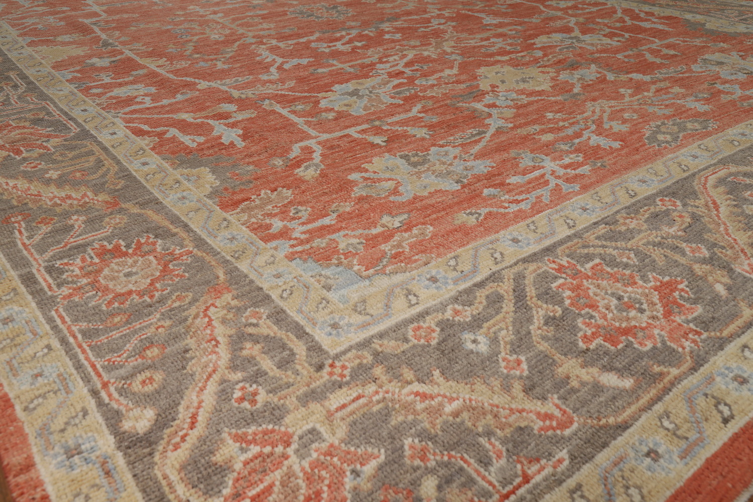Vegetable Dye Orange Oushak Turkish Area Rug 9x13