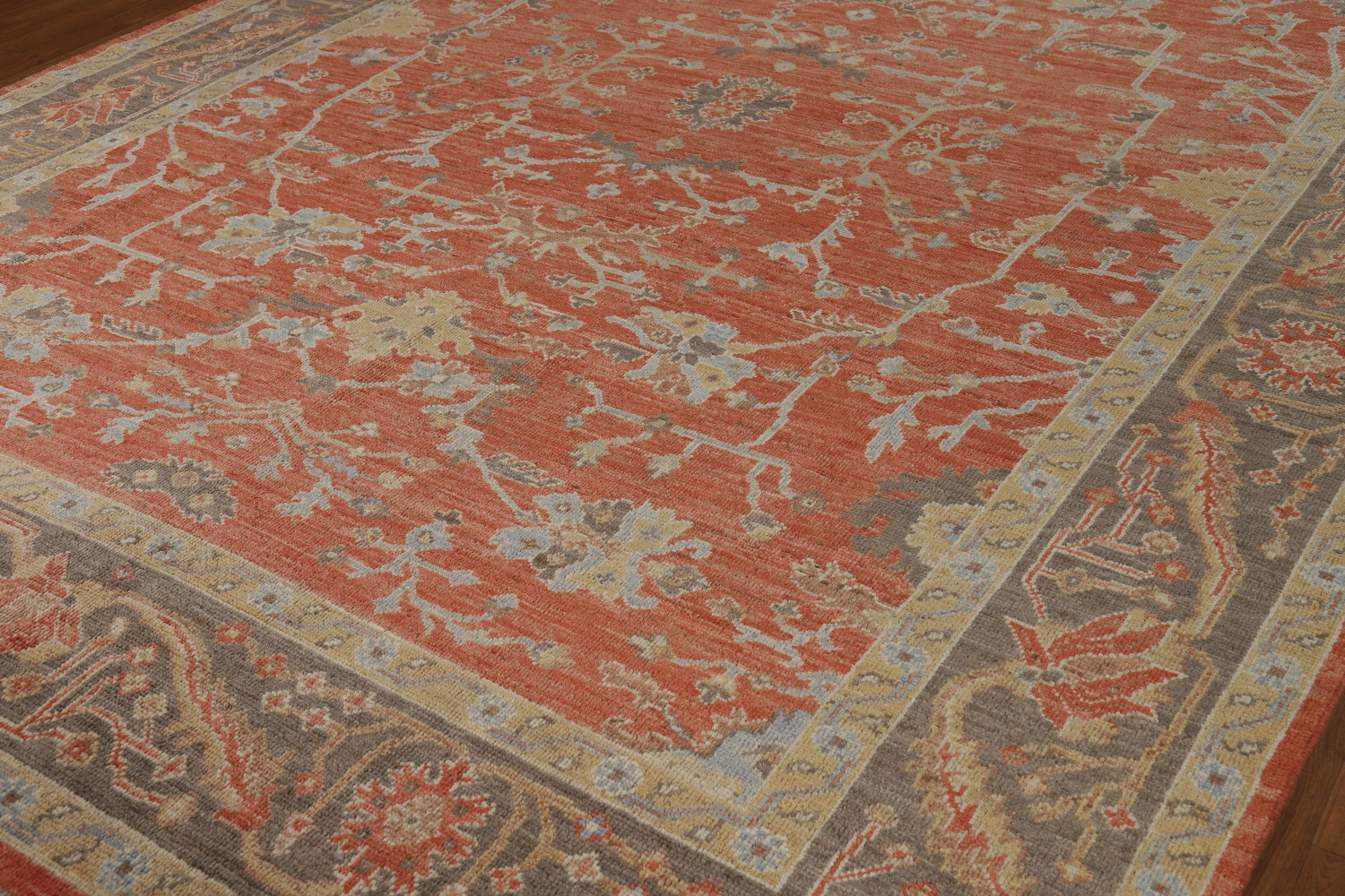 Vegetable Dye Orange Oushak Turkish Area Rug 9x13
