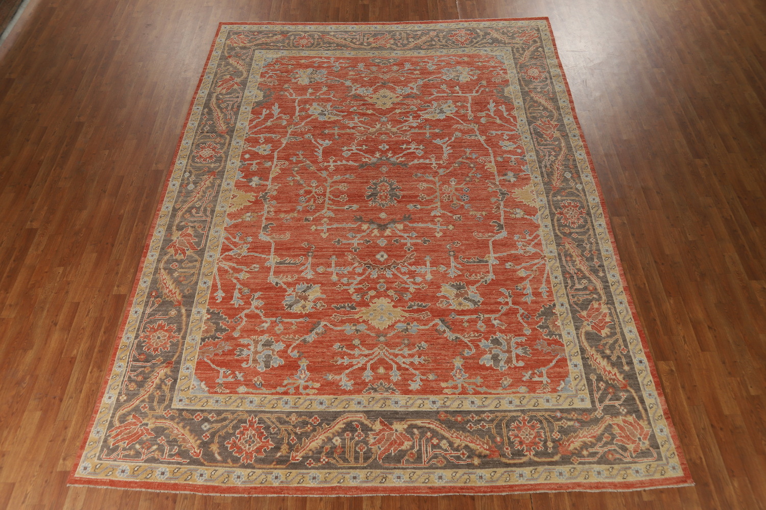 Vegetable Dye Orange Oushak Turkish Area Rug 9x13