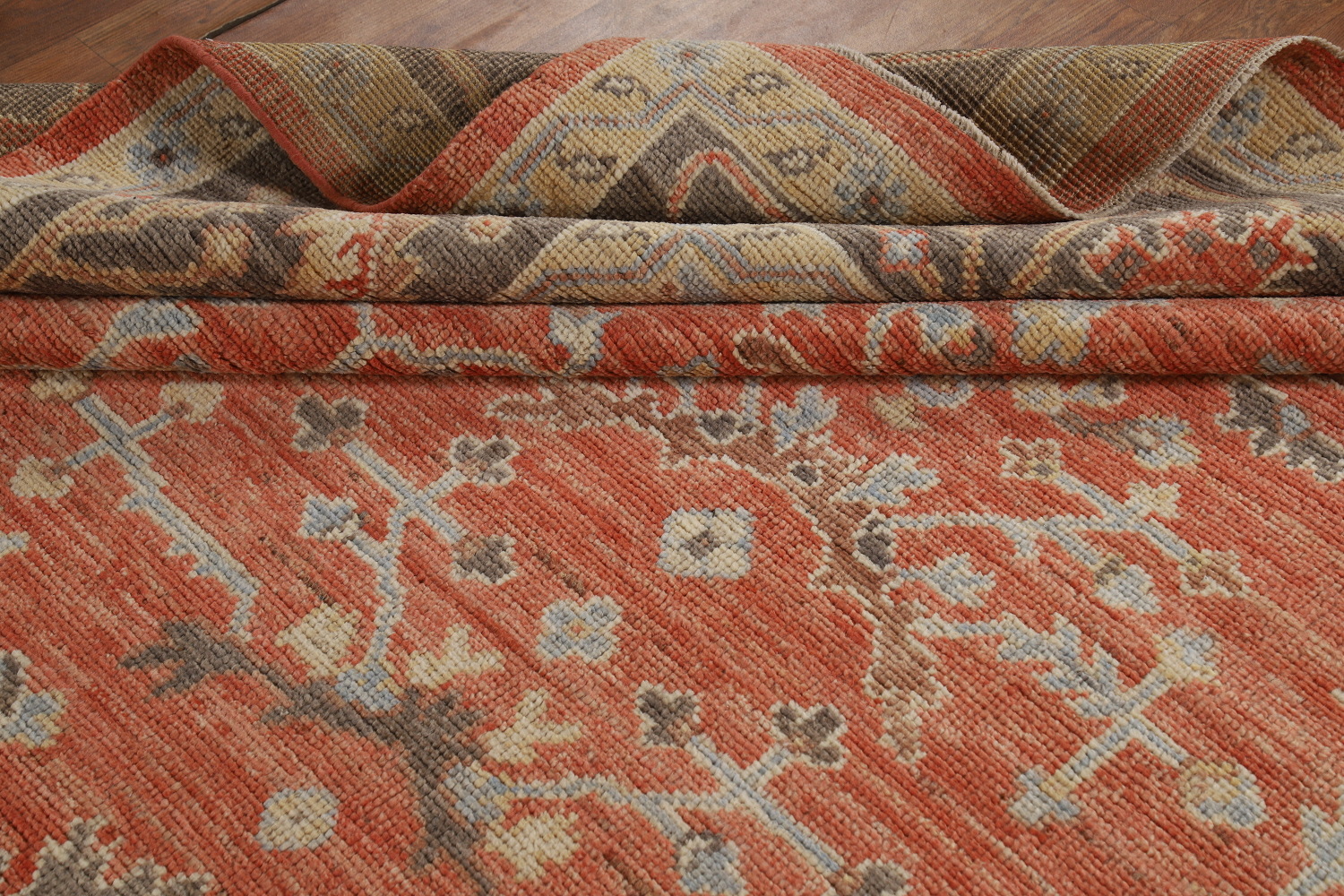 Vegetable Dye Orange Oushak Turkish Area Rug 9x13