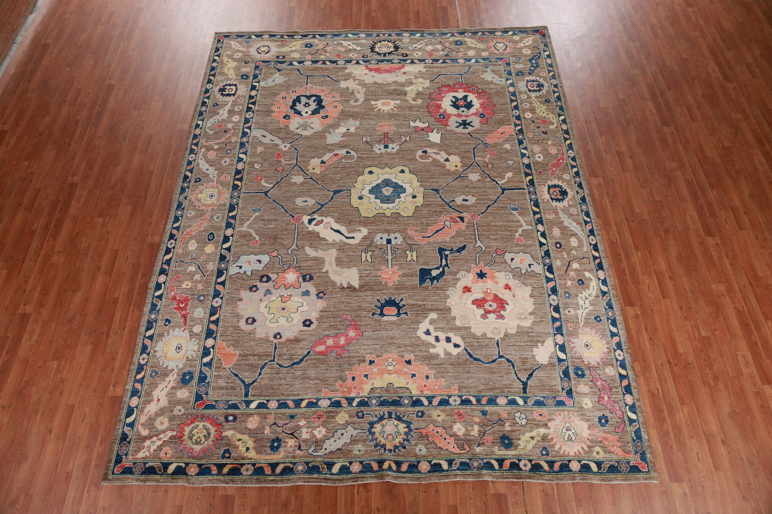 Vegetable Dye Brown Oushak Turkish Area Rug 9x12