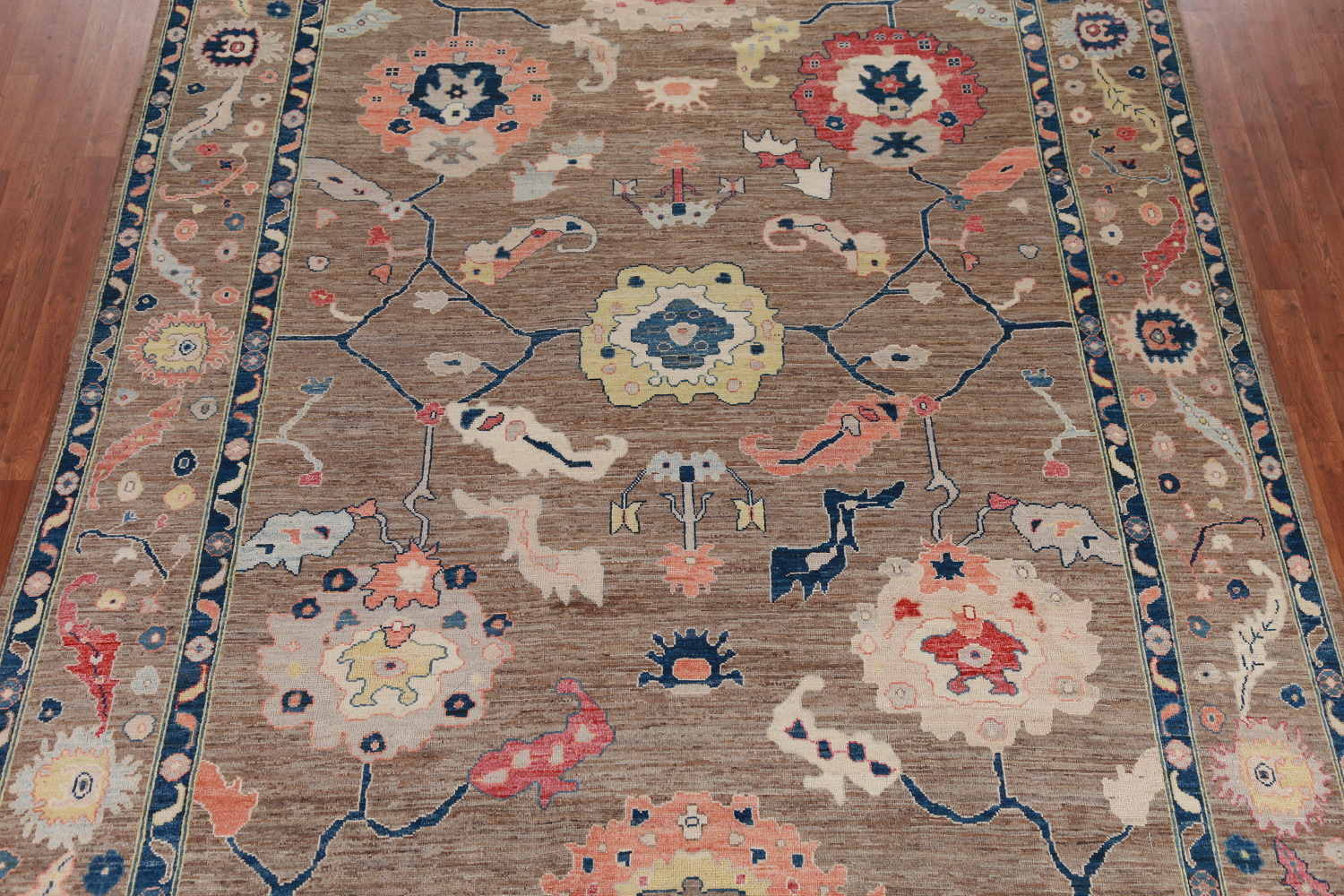 Vegetable Dye Brown Oushak Turkish Area Rug 9x12