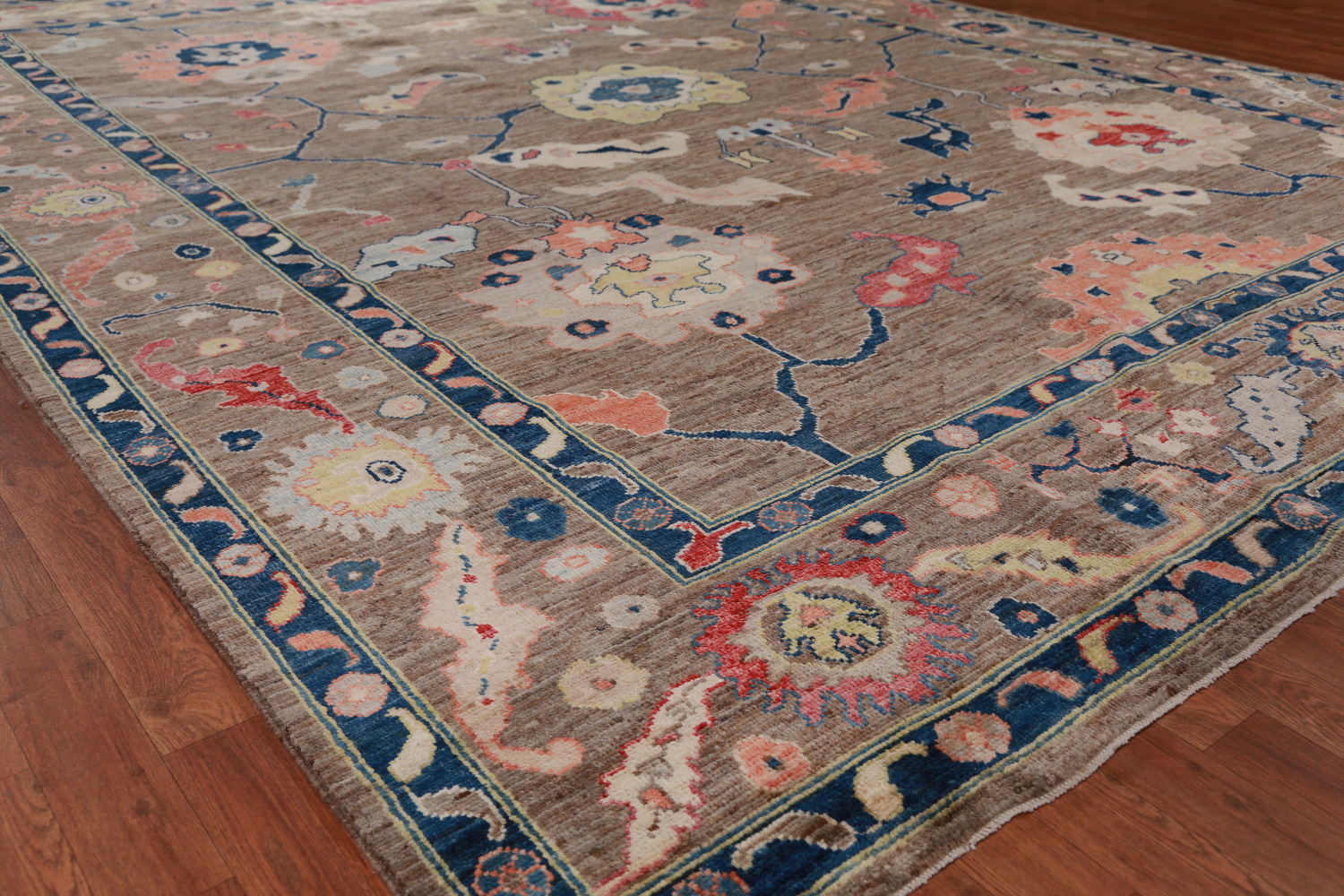 Vegetable Dye Brown Oushak Turkish Area Rug 9x12