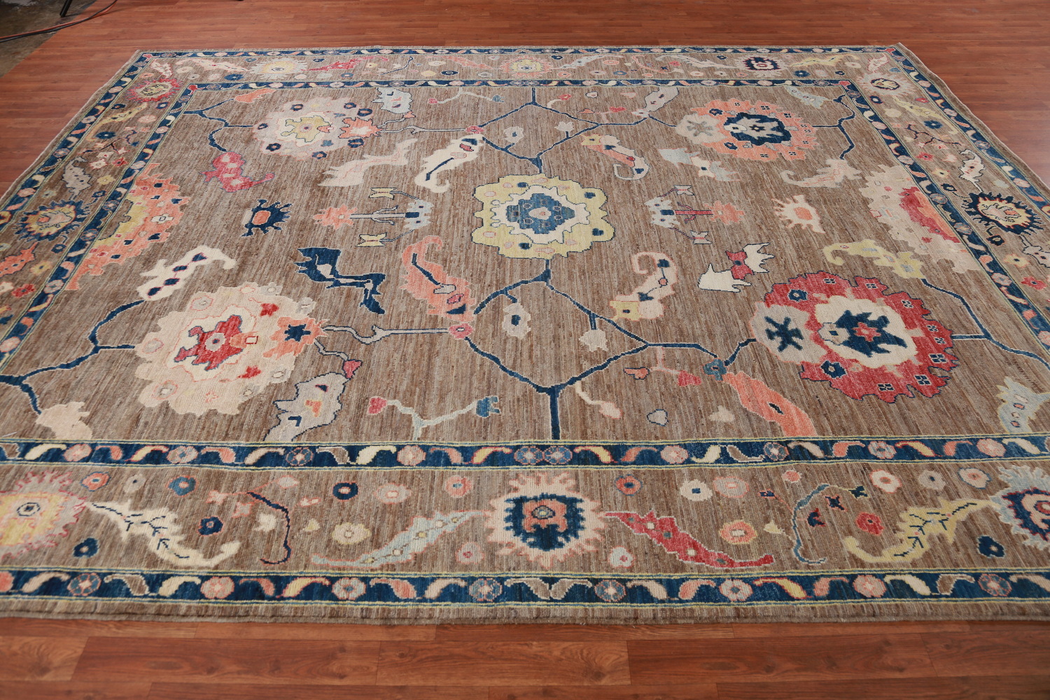 Vegetable Dye Brown Oushak Turkish Area Rug 9x12