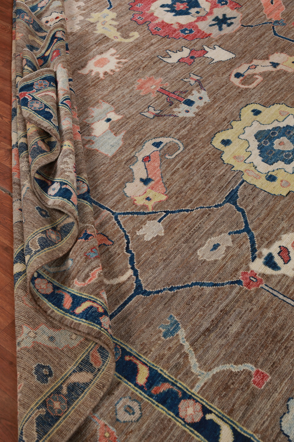 Vegetable Dye Brown Oushak Turkish Area Rug 9x12