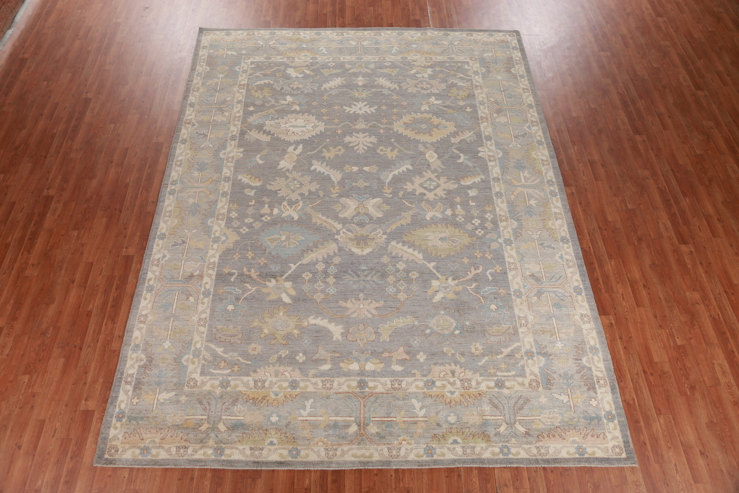 Vegetable Dye Gray Oushak Turkish Area Rug 9x12