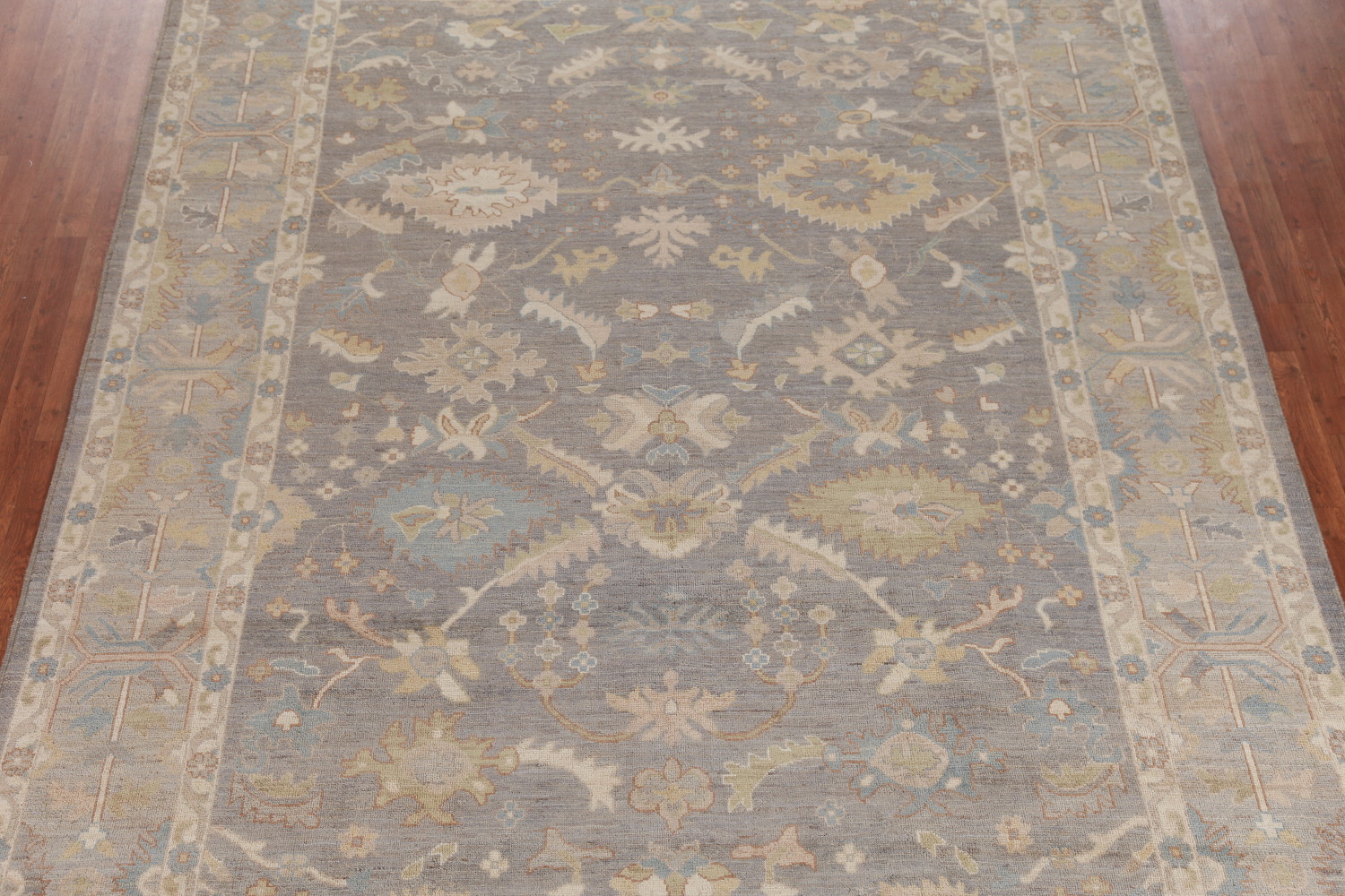 Vegetable Dye Gray Oushak Turkish Area Rug 9x12