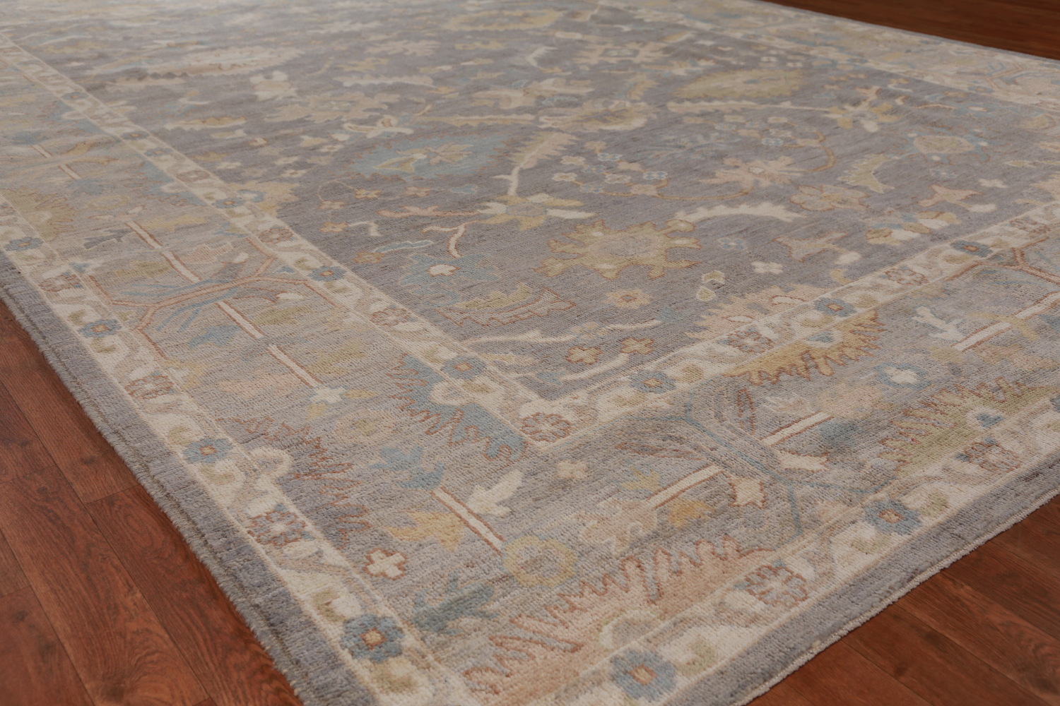 Vegetable Dye Gray Oushak Turkish Area Rug 9x12