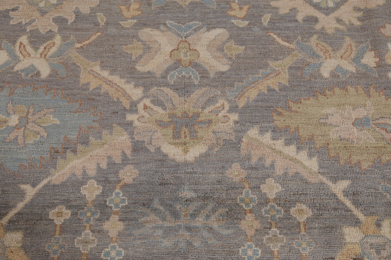 Vegetable Dye Gray Oushak Turkish Area Rug 9x12