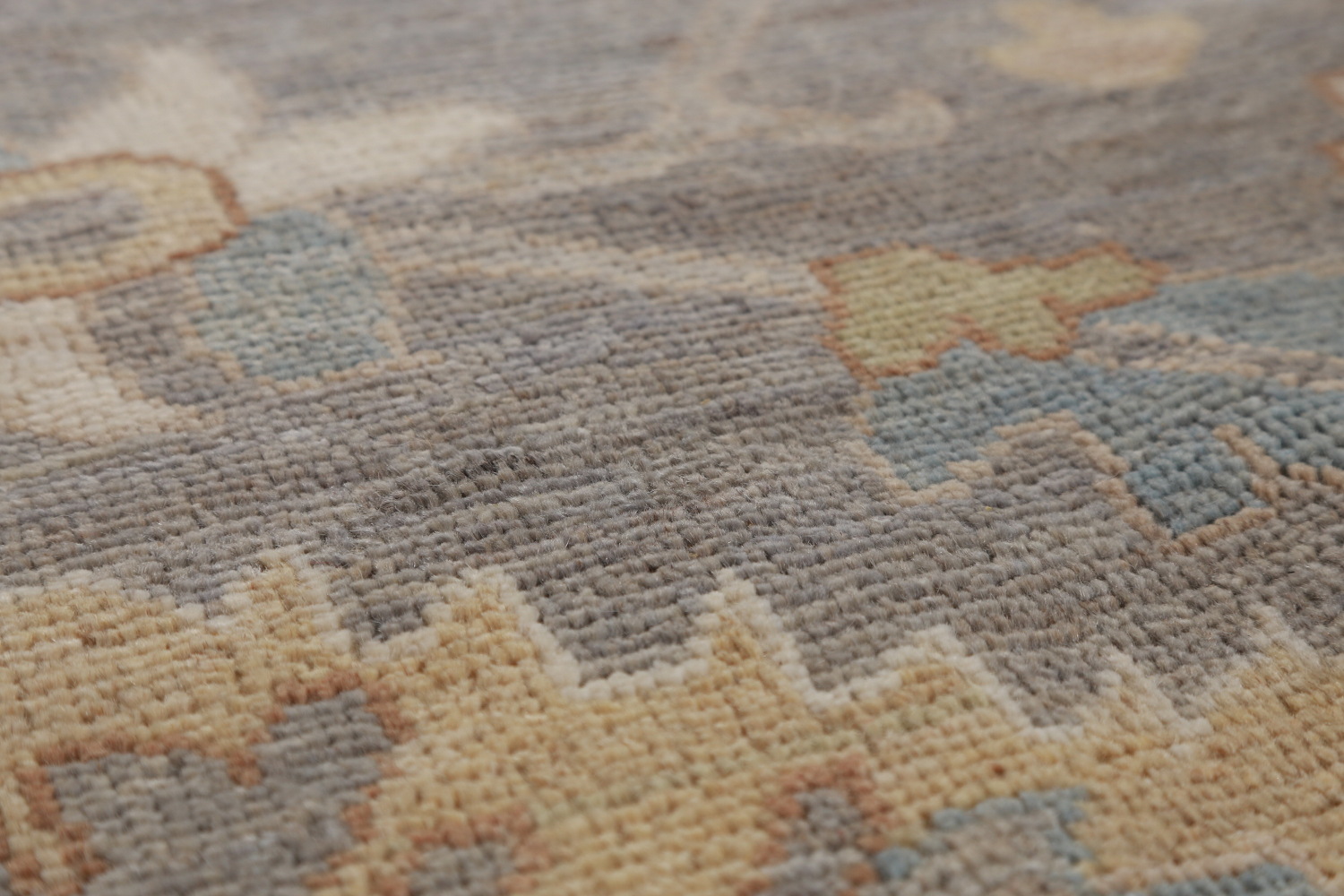 Vegetable Dye Gray Oushak Turkish Area Rug 9x12