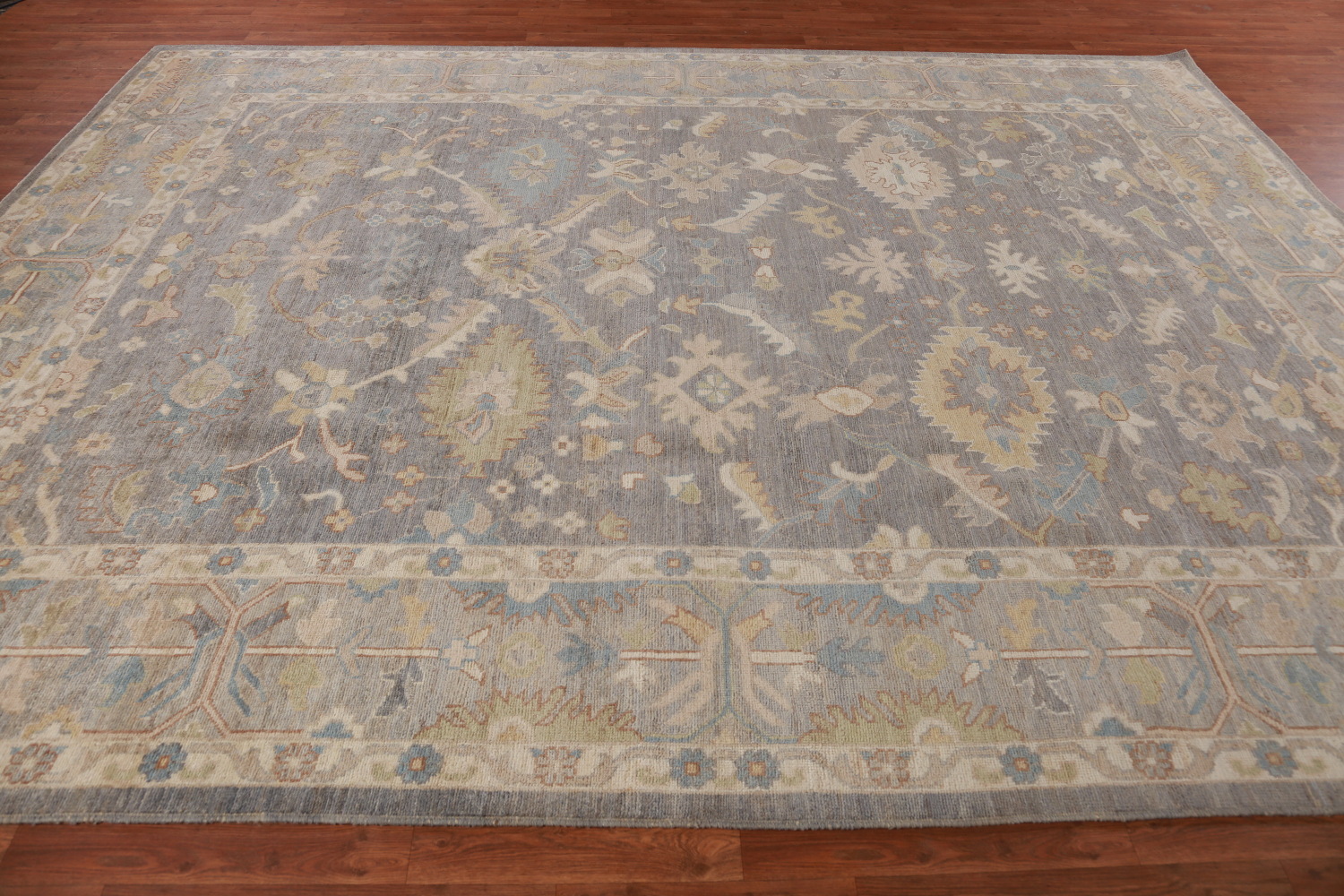 Vegetable Dye Gray Oushak Turkish Area Rug 9x12