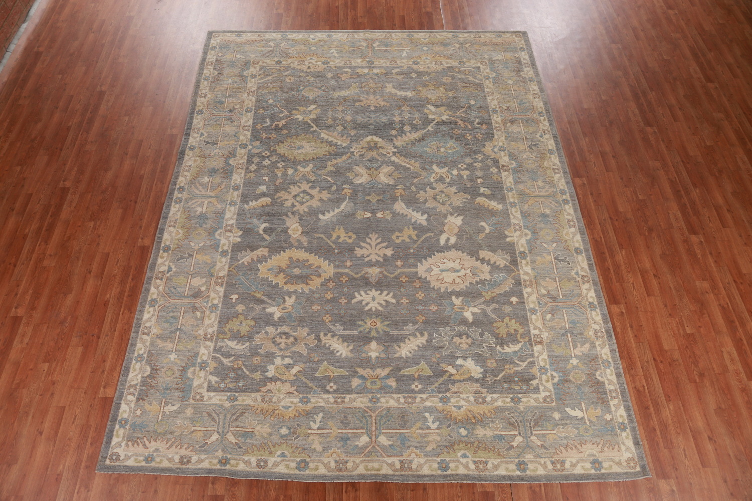 Vegetable Dye Gray Oushak Turkish Area Rug 9x12