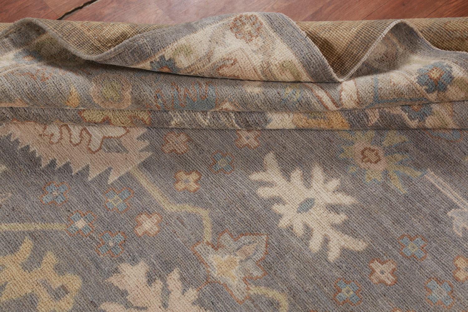 Vegetable Dye Gray Oushak Turkish Area Rug 9x12