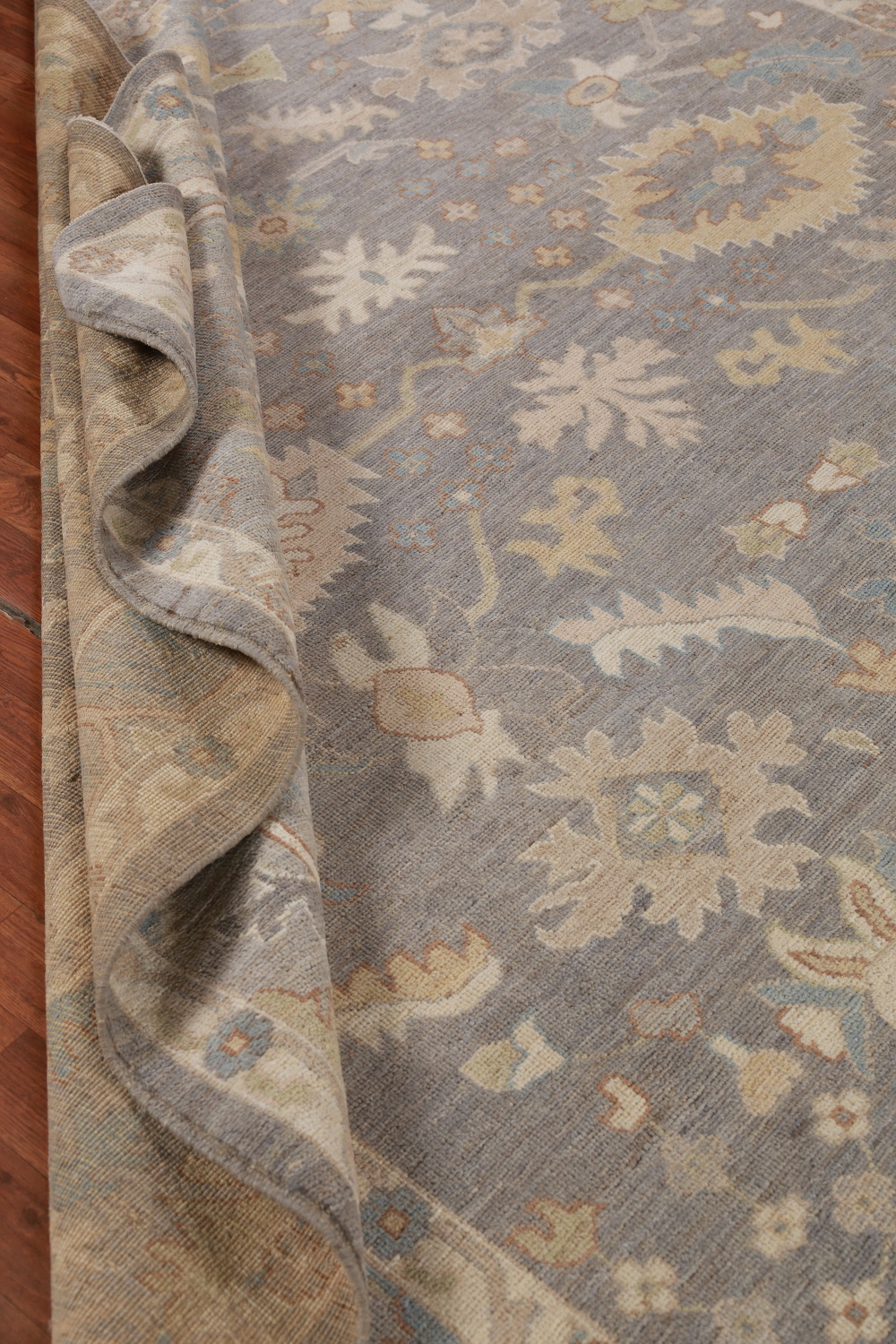 Vegetable Dye Gray Oushak Turkish Area Rug 9x12