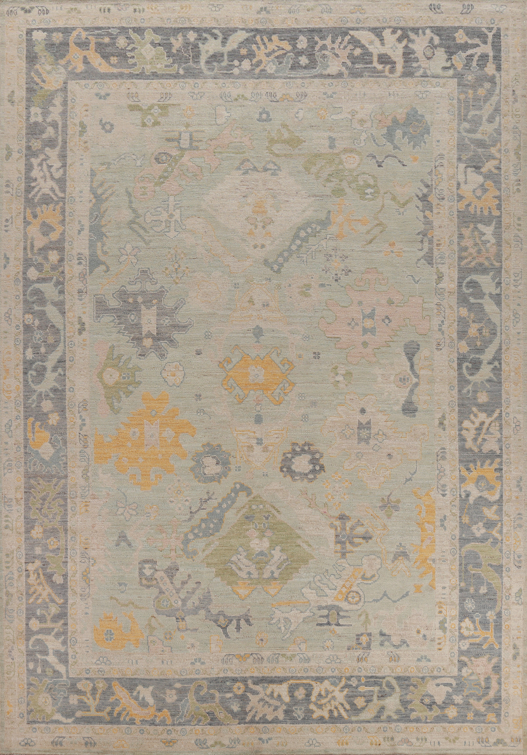 Vegetable Dye Oushak Turkish Area Rug 9x12